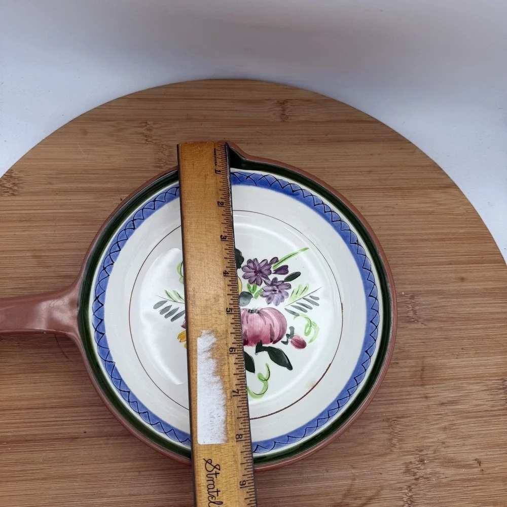 Stangl Pottery Durafired Fruit & Flowers Oven Proof Frying Pan‎ Skillet 8